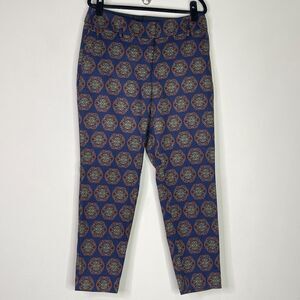 New Ann Taylor LOFT Julie Navy Medallion Textured Pants Women's Size 6